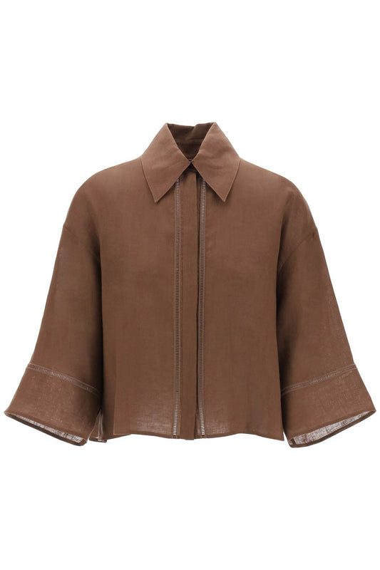Max Mara Leisure Replace With Double Quoterobinia Linen Shirt For   Brown