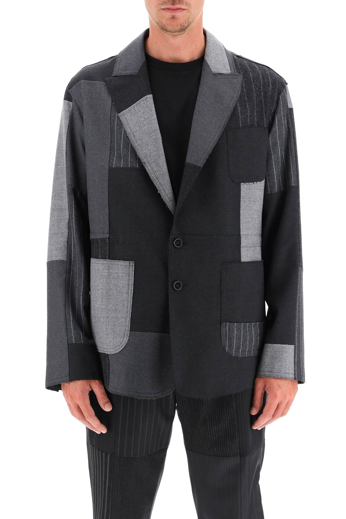 Dolce & Gabbana Patchwork Wool Jacket   Grey