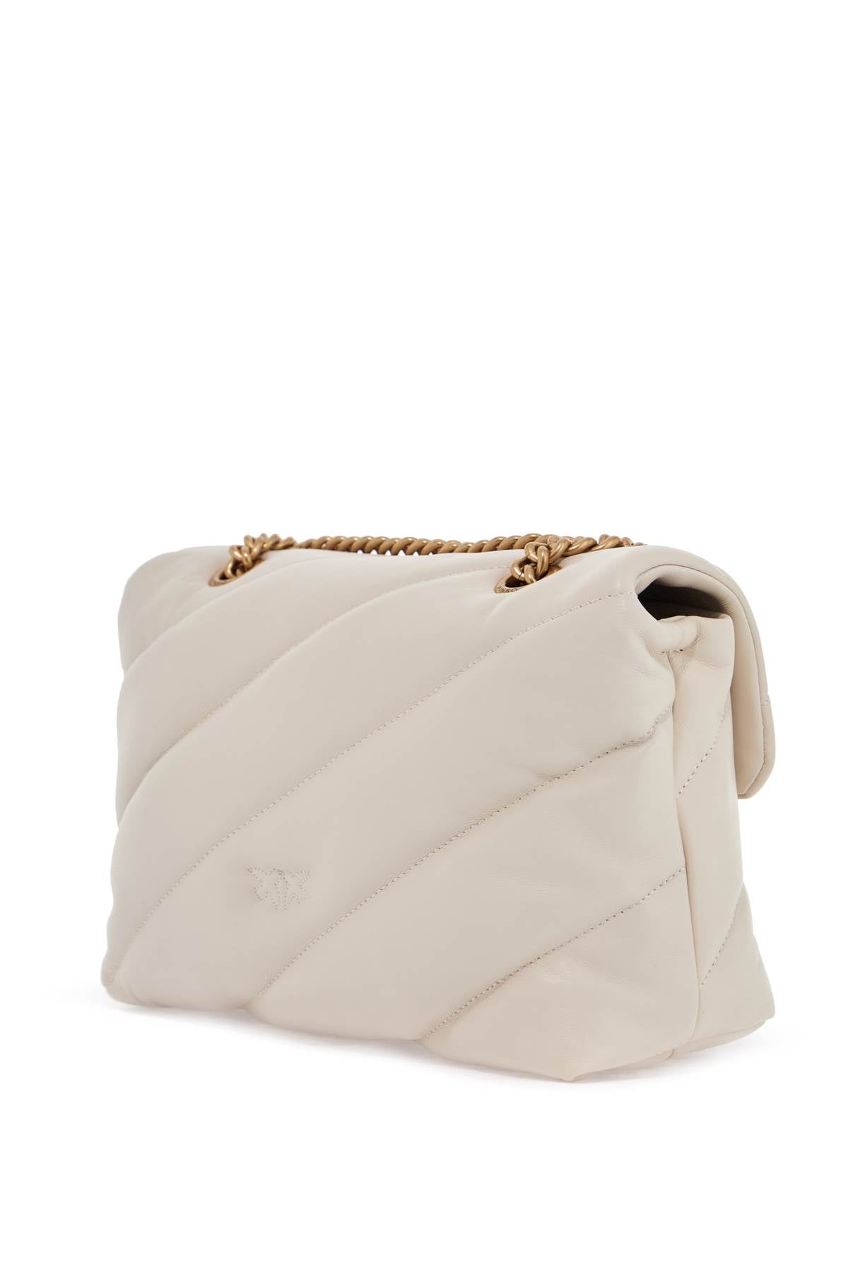 Pinko white silk leather shoulder bag with golden chain - VivaceVenus