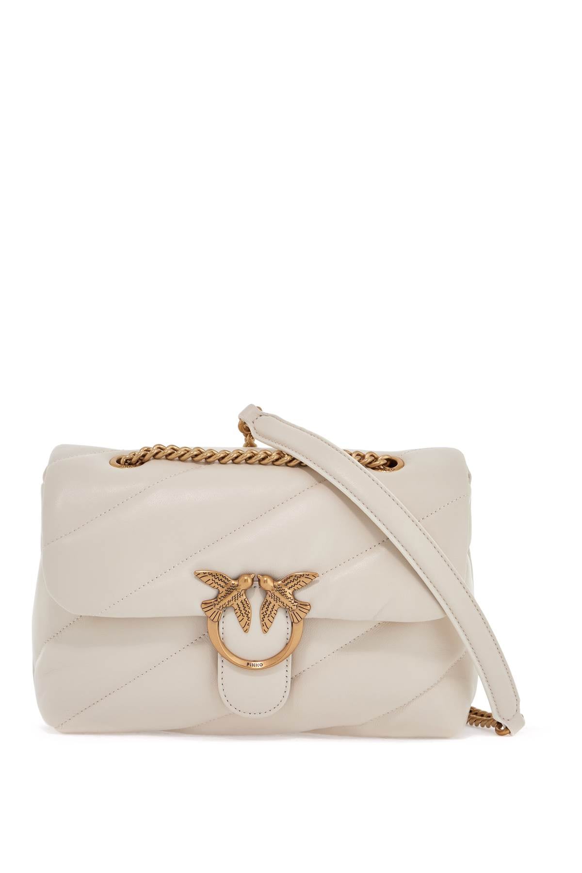 Pinko white silk leather shoulder bag with golden chain - VivaceVenus