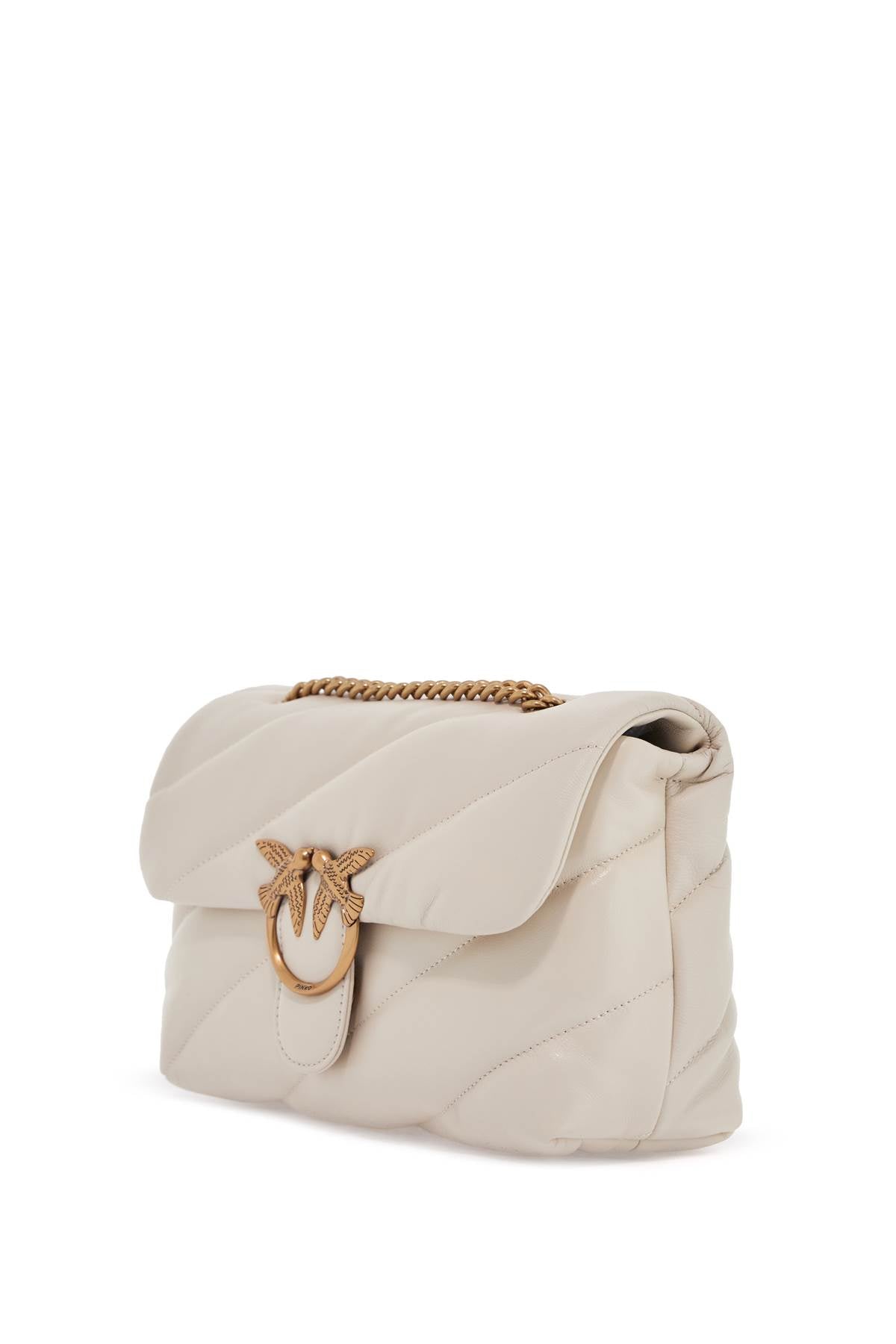 Pinko white silk leather shoulder bag with golden chain - VivaceVenus