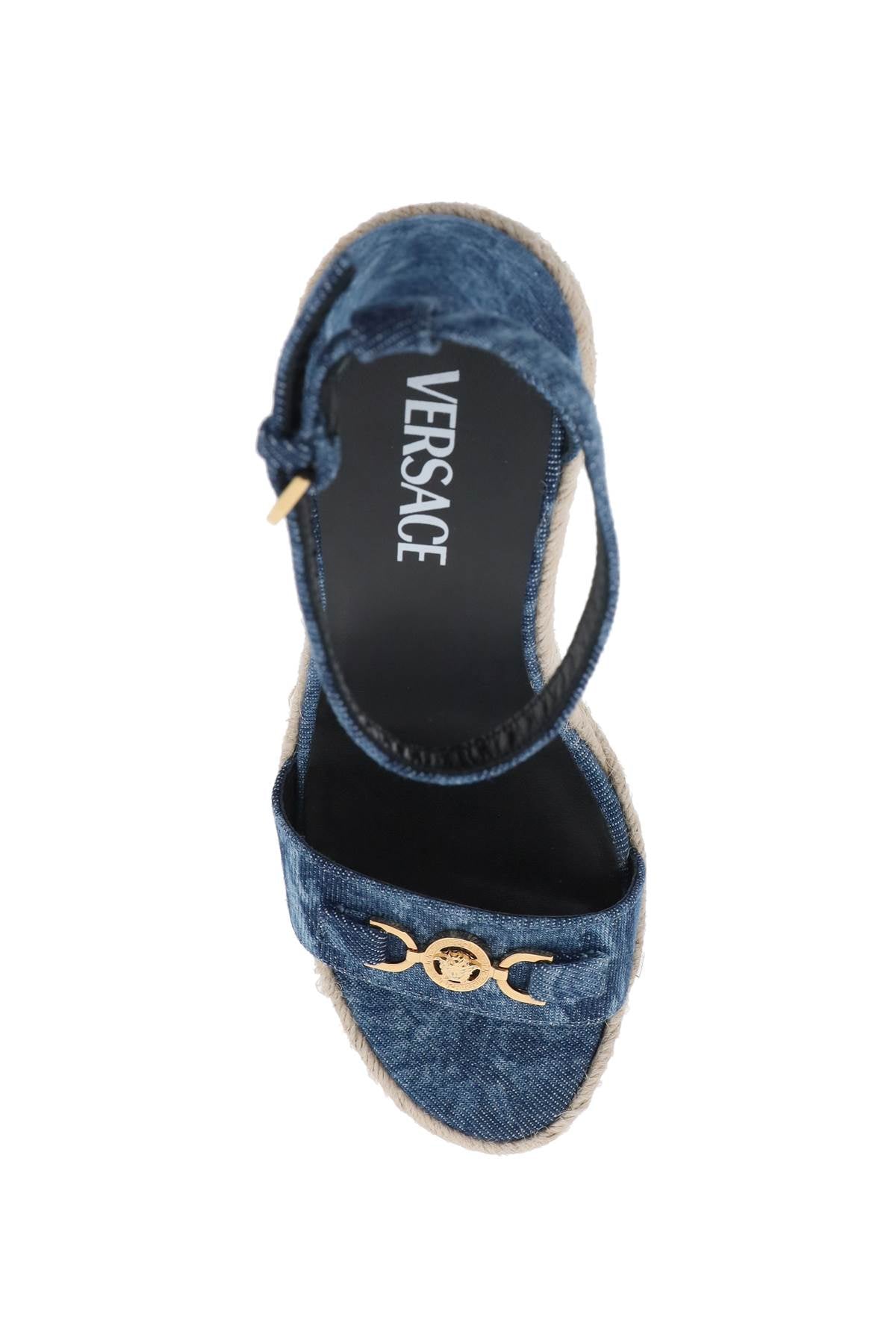 Versace denim barocco wedge sandals - VivaceVenus