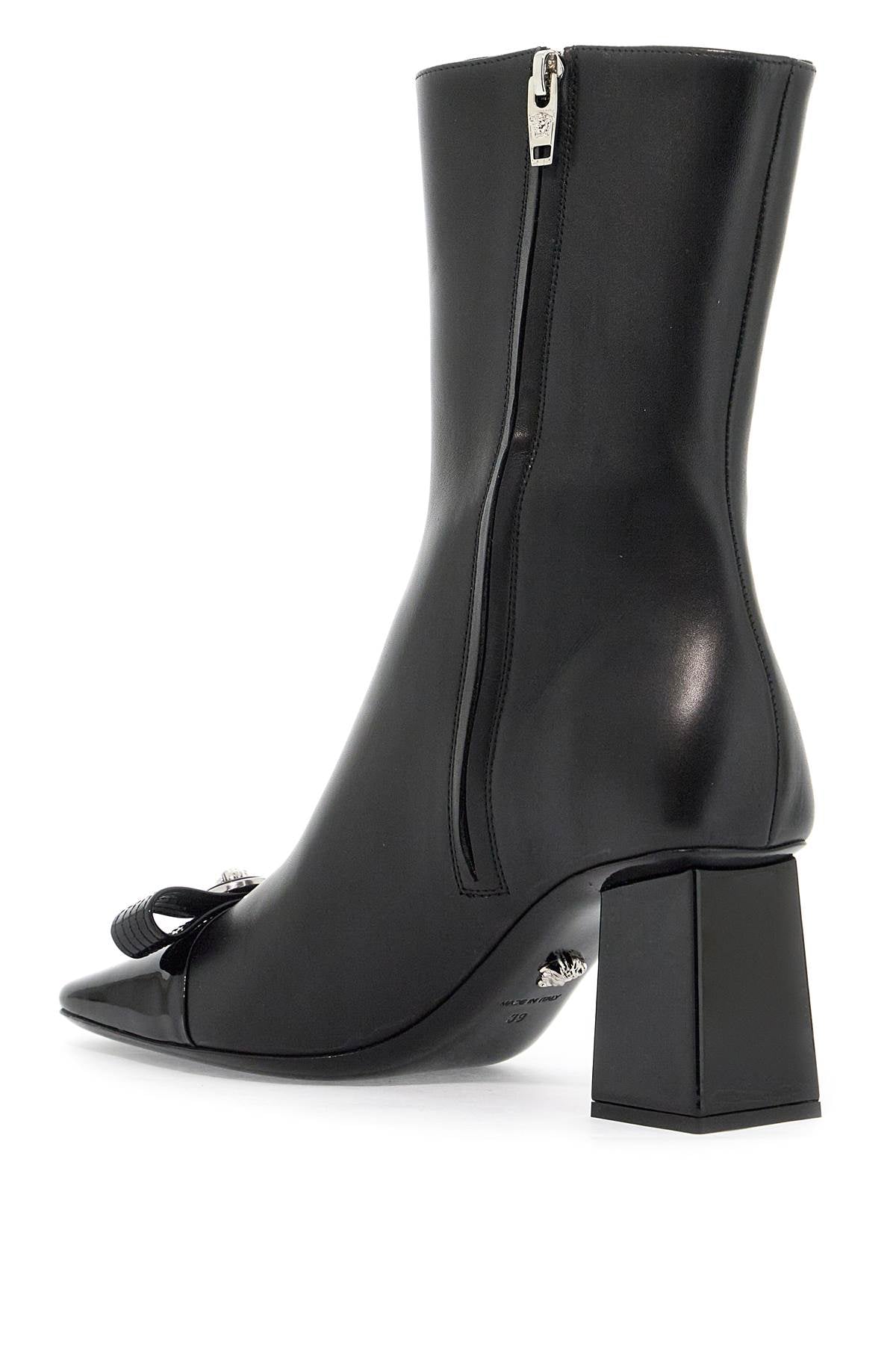 Versace gianni ribbon leather ankle boots with - VivaceVenus