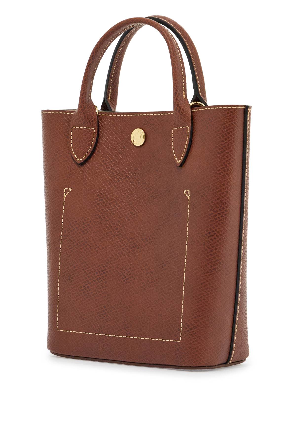 Longchamp borsa a mano in pelle di vitello marrone con tracolla regolabile