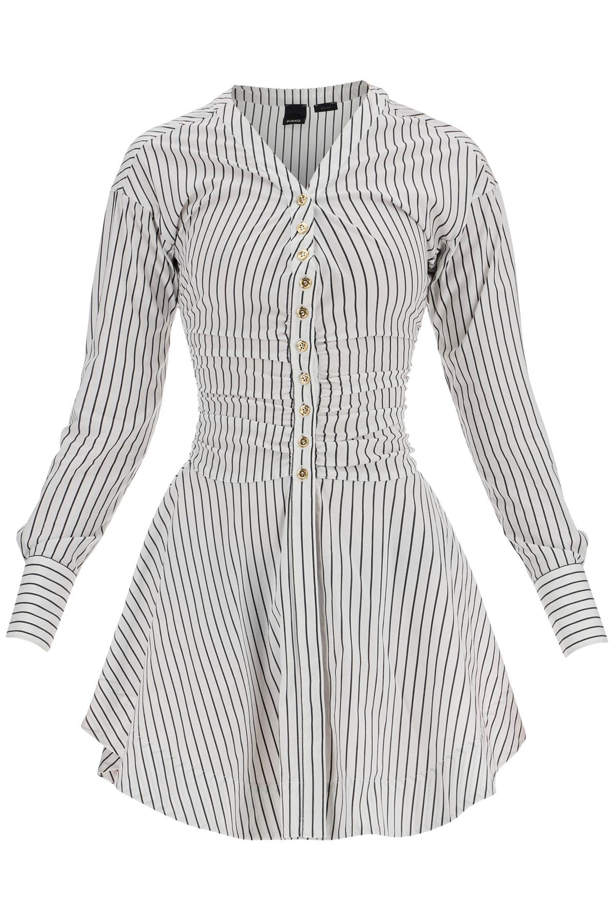 Pinko striped poplin mini dress with nine - VivaceVenus