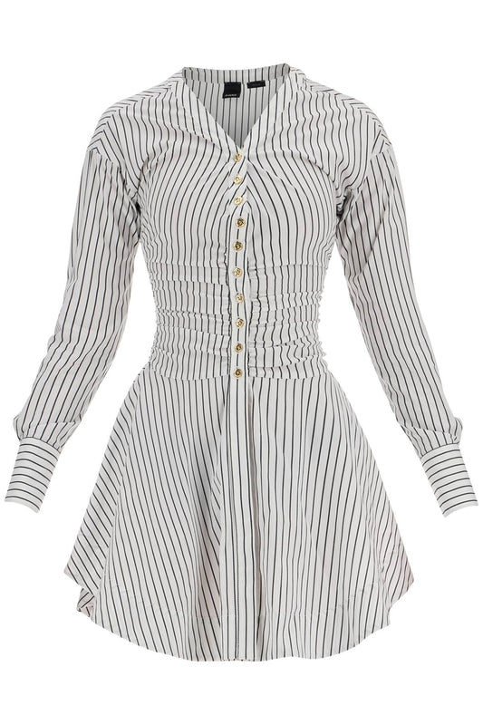 Pinko striped poplin mini dress with nine - VivaceVenus