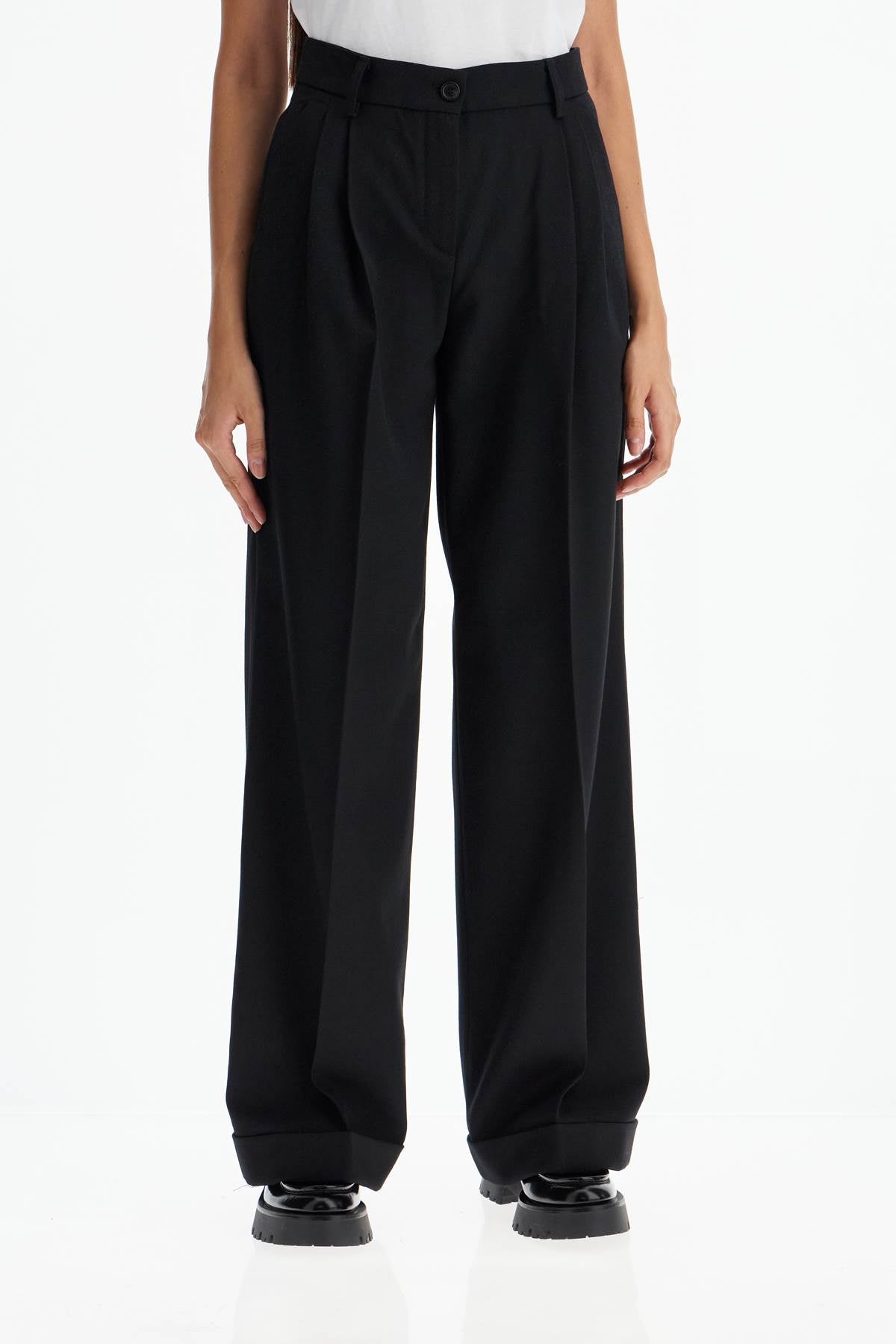 Pinko twill wide-leg trousers in pal - VivaceVenus