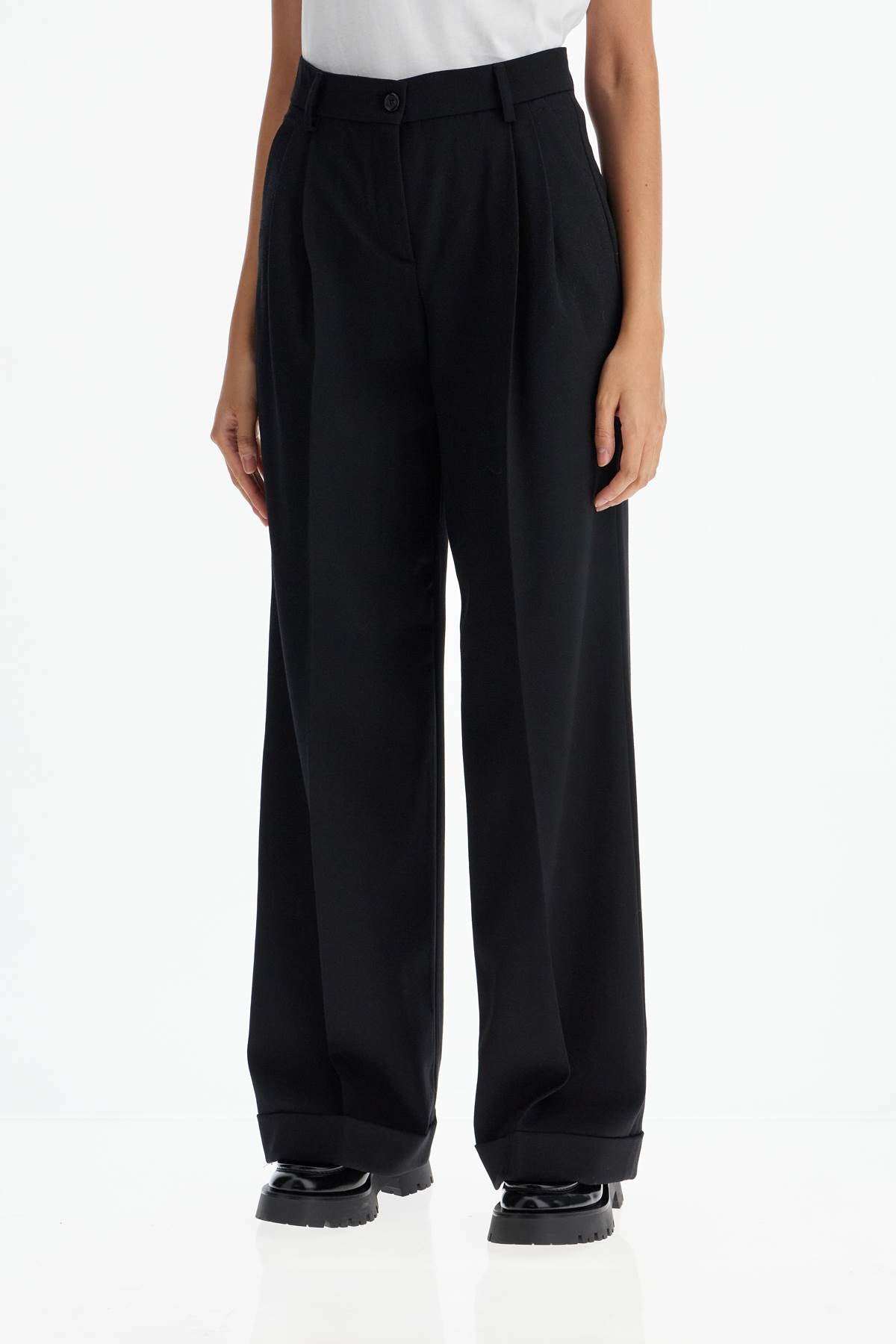 Pinko twill wide-leg trousers in pal - VivaceVenus