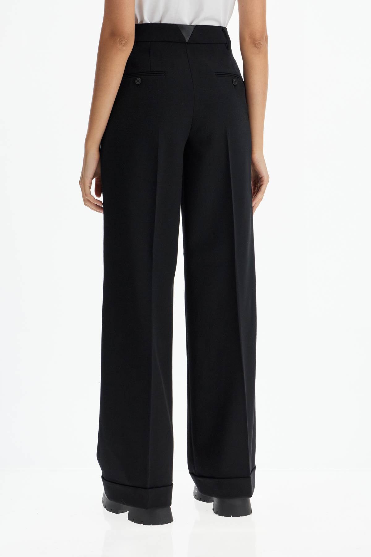 Pinko twill wide-leg trousers in pal - VivaceVenus