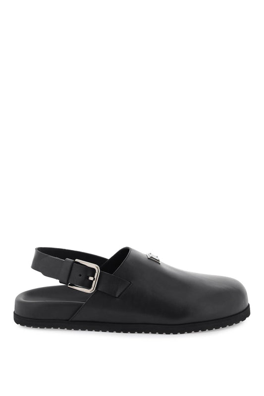 Dolce & Gabbana Leather Clogs With Buckle   Nero