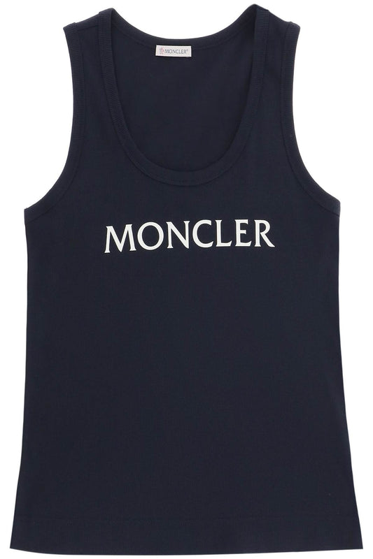 Moncler Logo Print Ribbed Tank Top   Blu