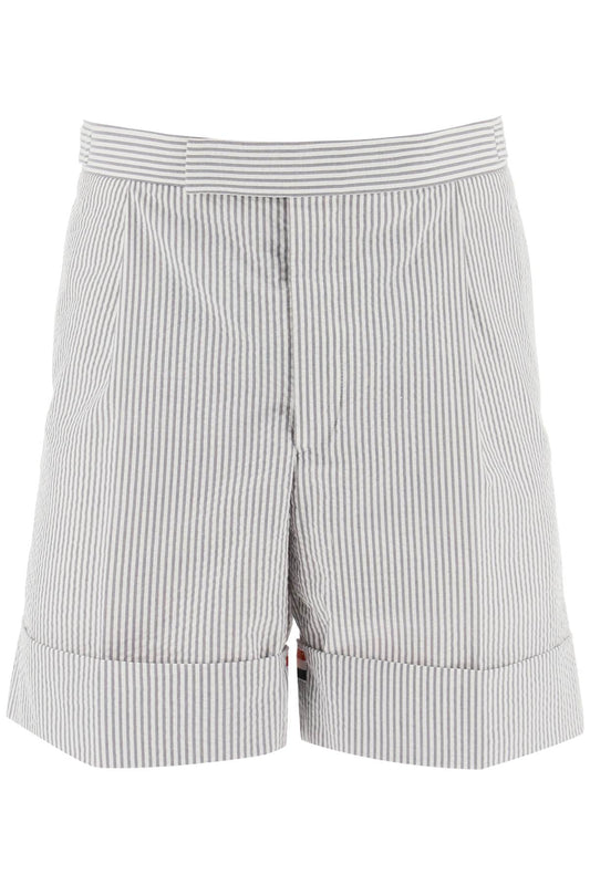 Thom Browne Striped Shorts With Tricolor Details   Bianco