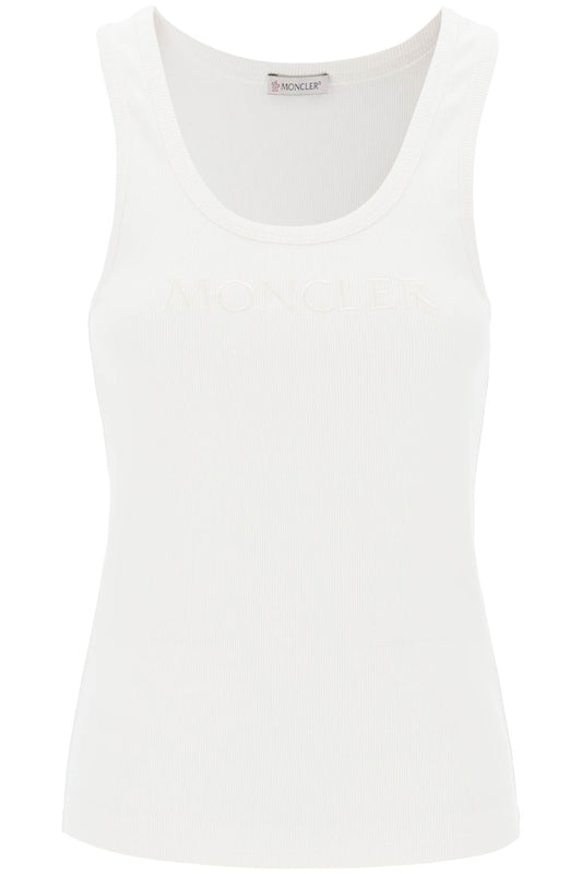 Moncler Sleeveless Ribbed Jersey Top   White