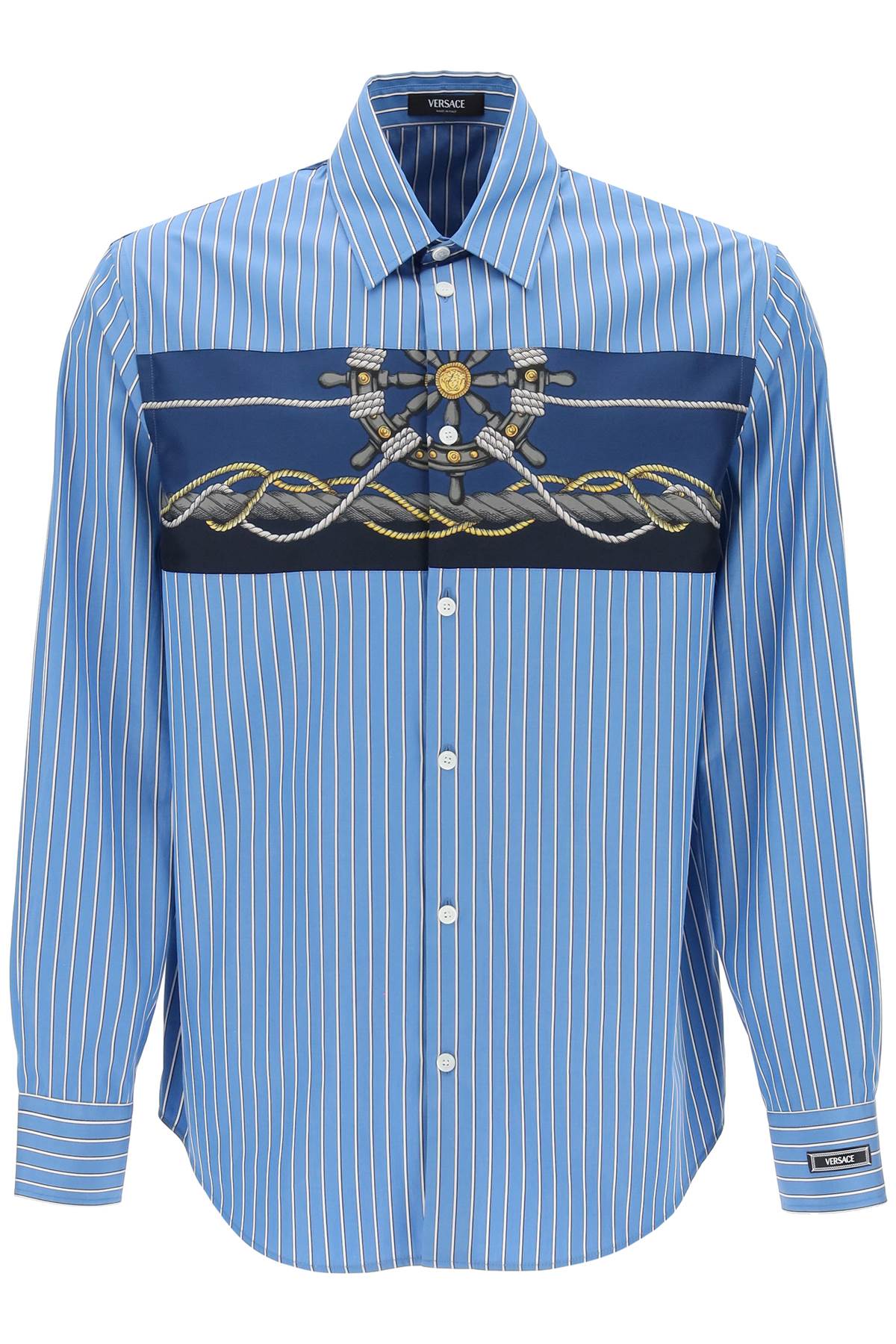 Versace Striped Shirt With Insert   Light Blue