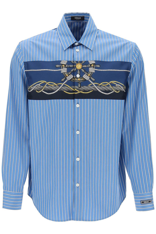 Versace Striped Shirt With Insert   Light Blue