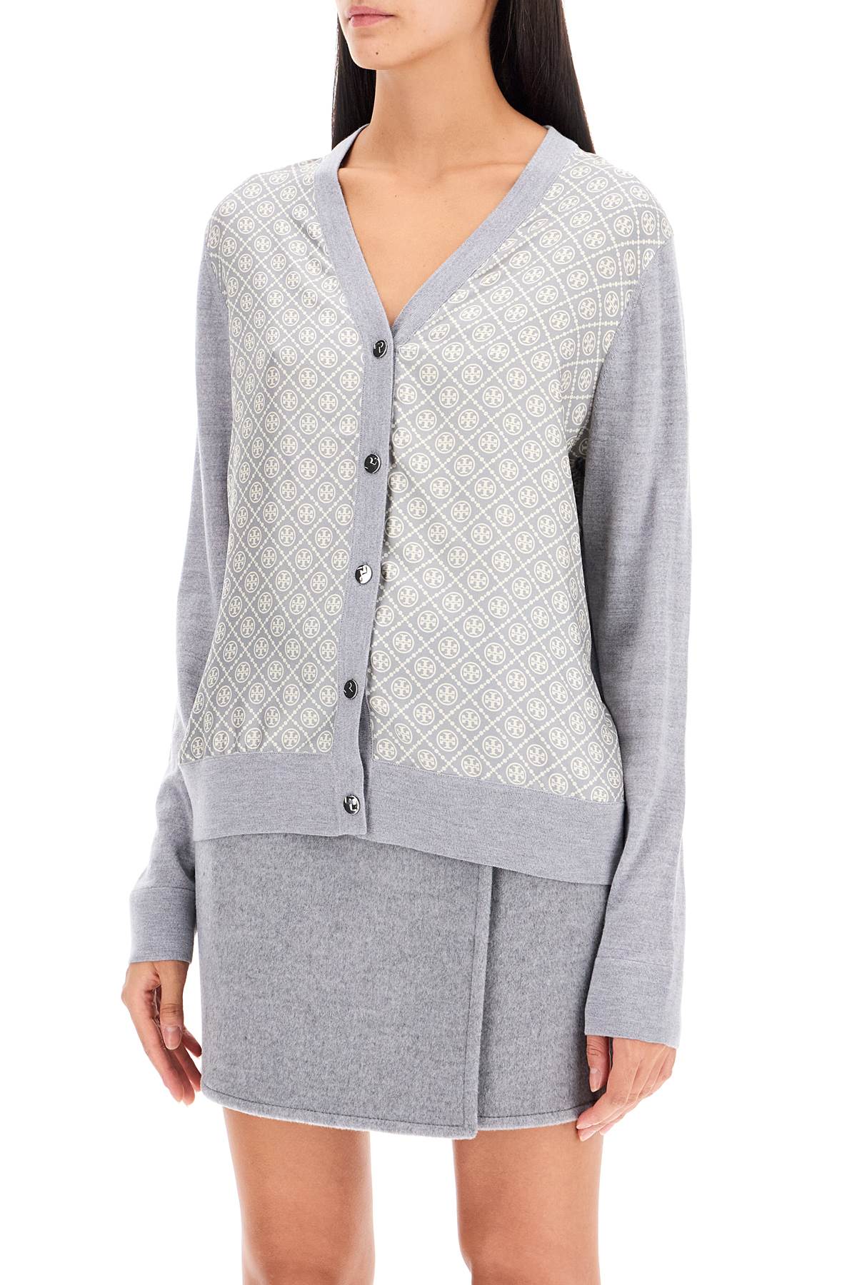 Tory Burch silk insert cardigan with eight - VivaceVenus