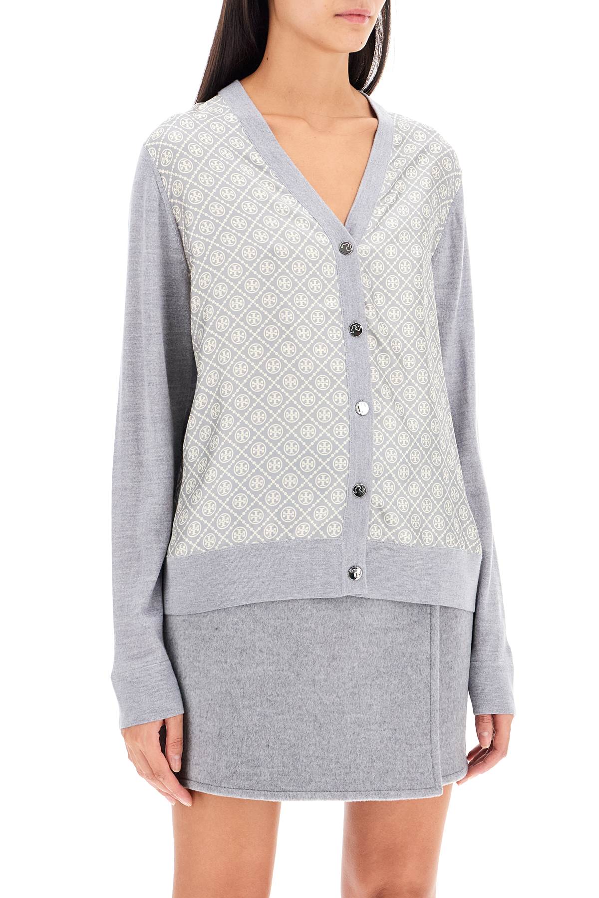 Tory Burch silk insert cardigan with eight - VivaceVenus