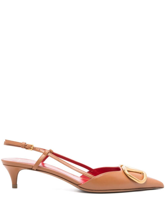 Valentino Garavani With Heel Leather Brown - VivaceVenus