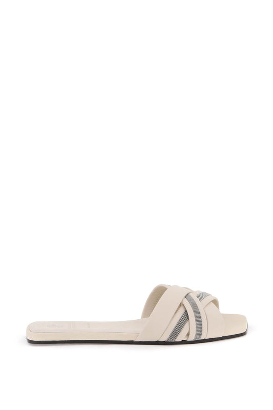 Brunello Cucinelli Replace With Double Quotenappa Slides With Decorative Charmreplace With Double Quote   Neutral