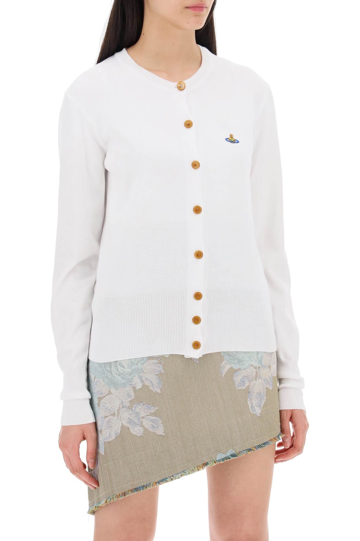 Vivienne Westwood Bea Cardigan With Logo Embroidery   White