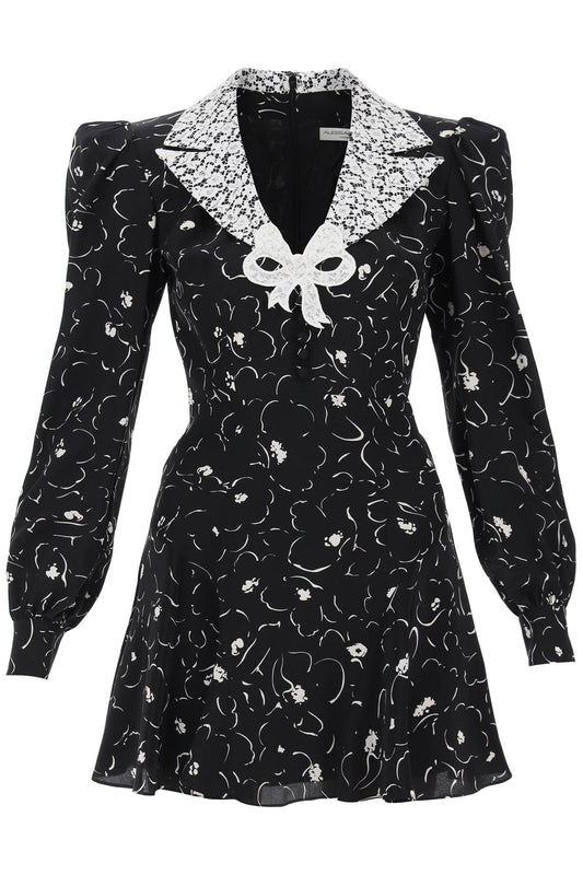 Alessandra Rich Mini Dress With Lace Collar   Black