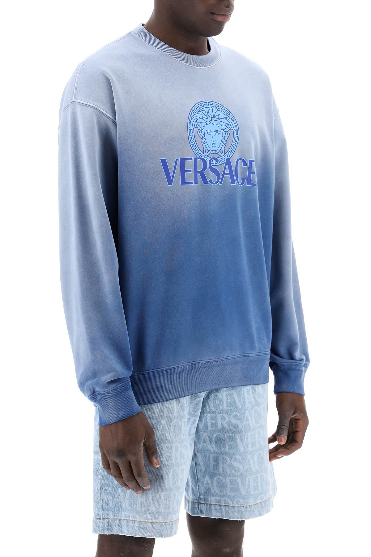 Versace Replace With Double Quotegradient Medusa Sweatshirt   Blue