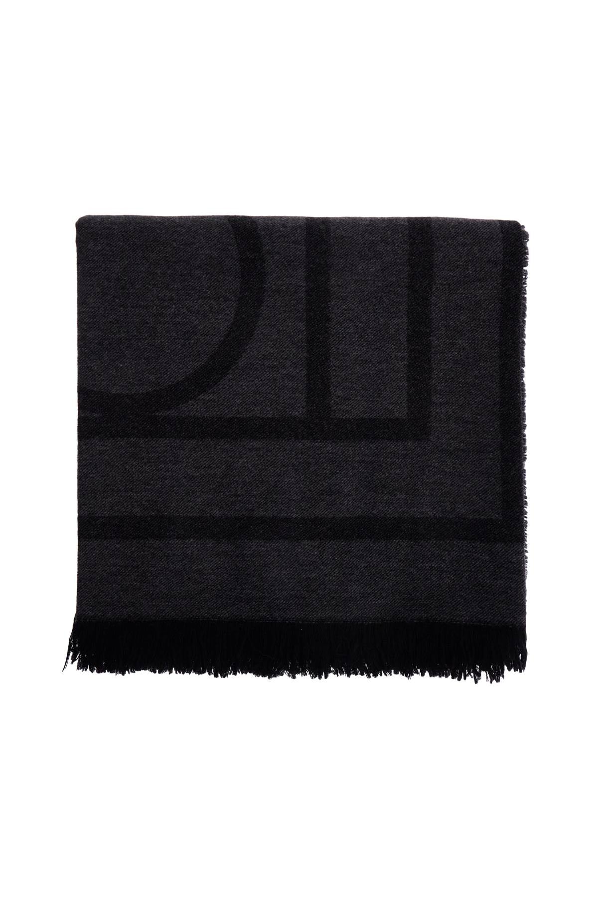 Toteme dark grey wool and cashmere scarf with monogram pattern - VivaceVenus