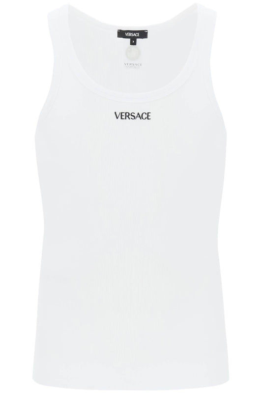 Versace Replace With Double Quoteintimate Tank Top With Embroidered   White