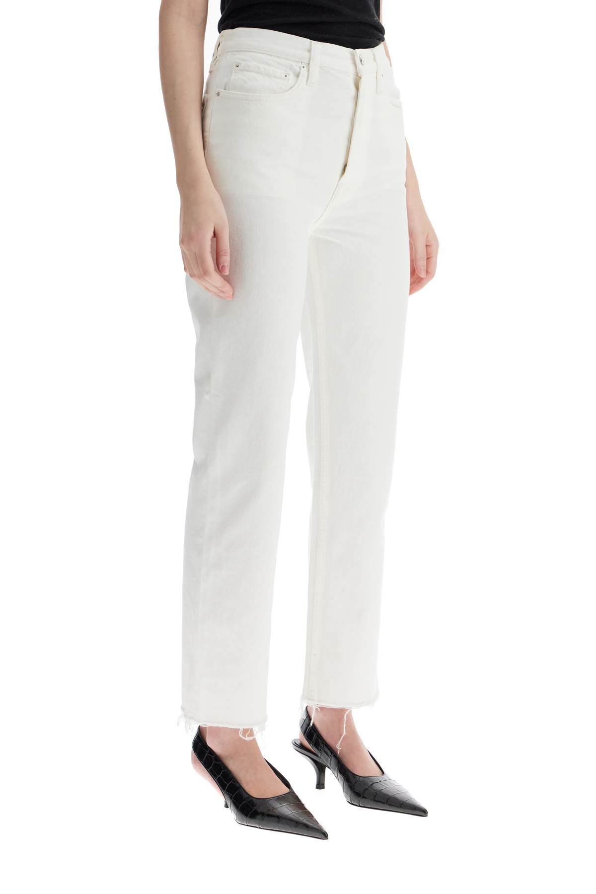 Toteme off-white organic cotton jeans with frayed hem - VivaceVenus