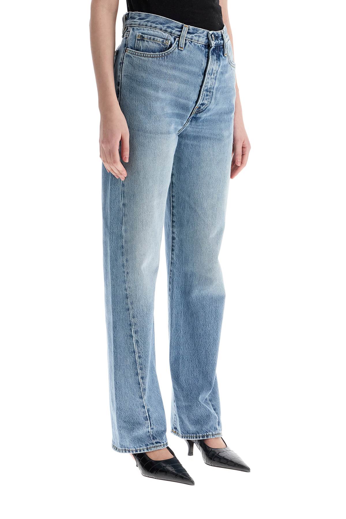 Toteme wide leg organic cotton jeans in worn blue with twisted seams - VivaceVenus