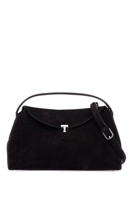 Toteme espresso suede t-lock bag with handle and shoulder strap - VivaceVenus