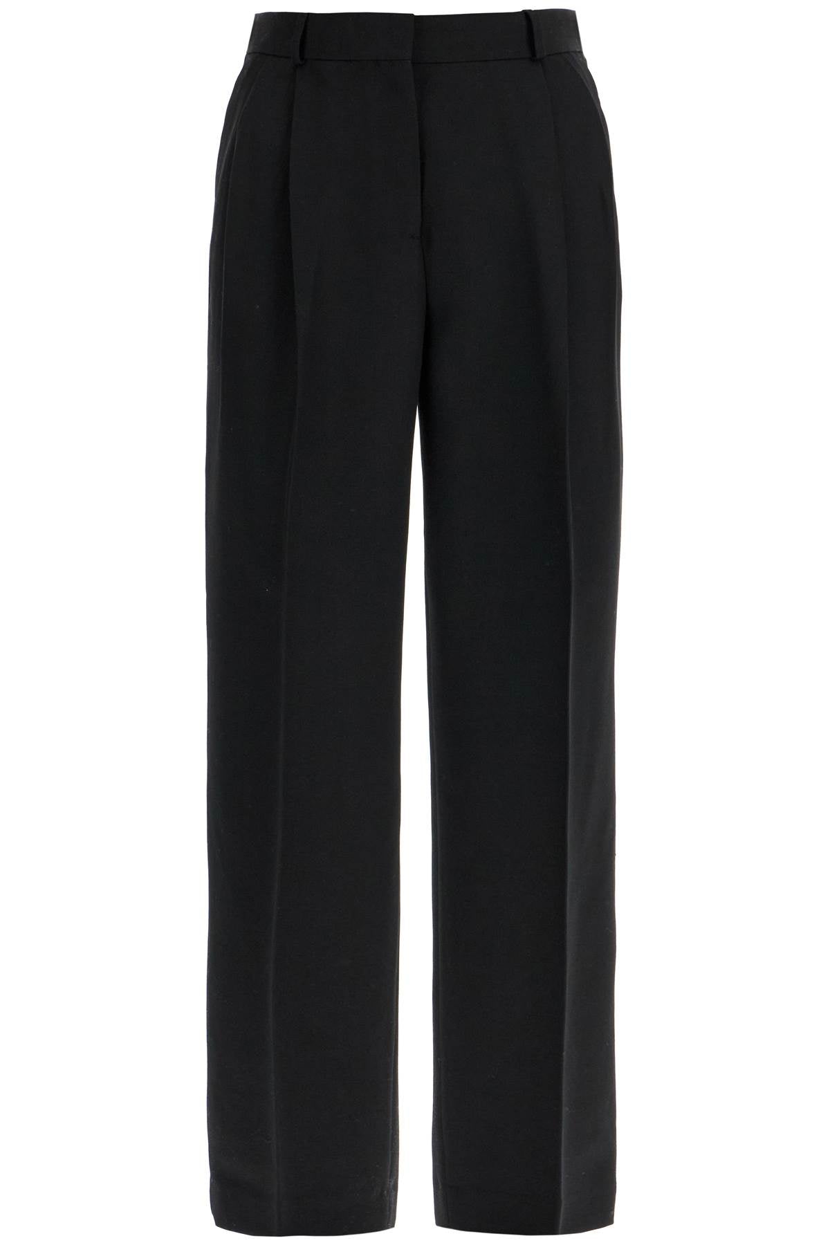 Toteme tailored high-waisted wide-leg pants black sustainable materials - VivaceVenus