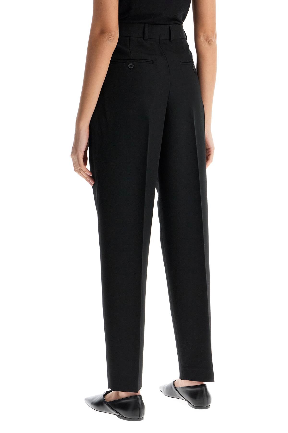 Toteme tailored high-waisted wide-leg pants black sustainable materials - VivaceVenus