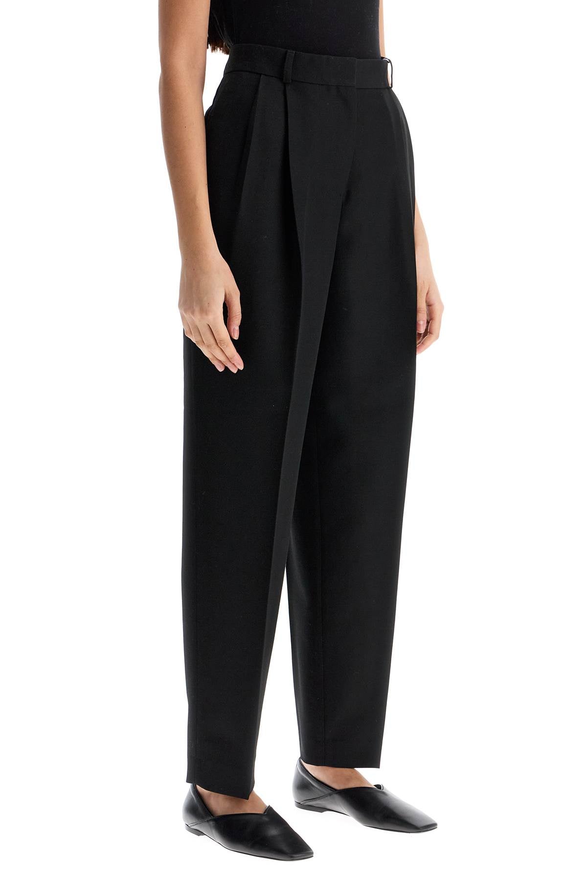 Toteme tailored high-waisted wide-leg pants black sustainable materials - VivaceVenus