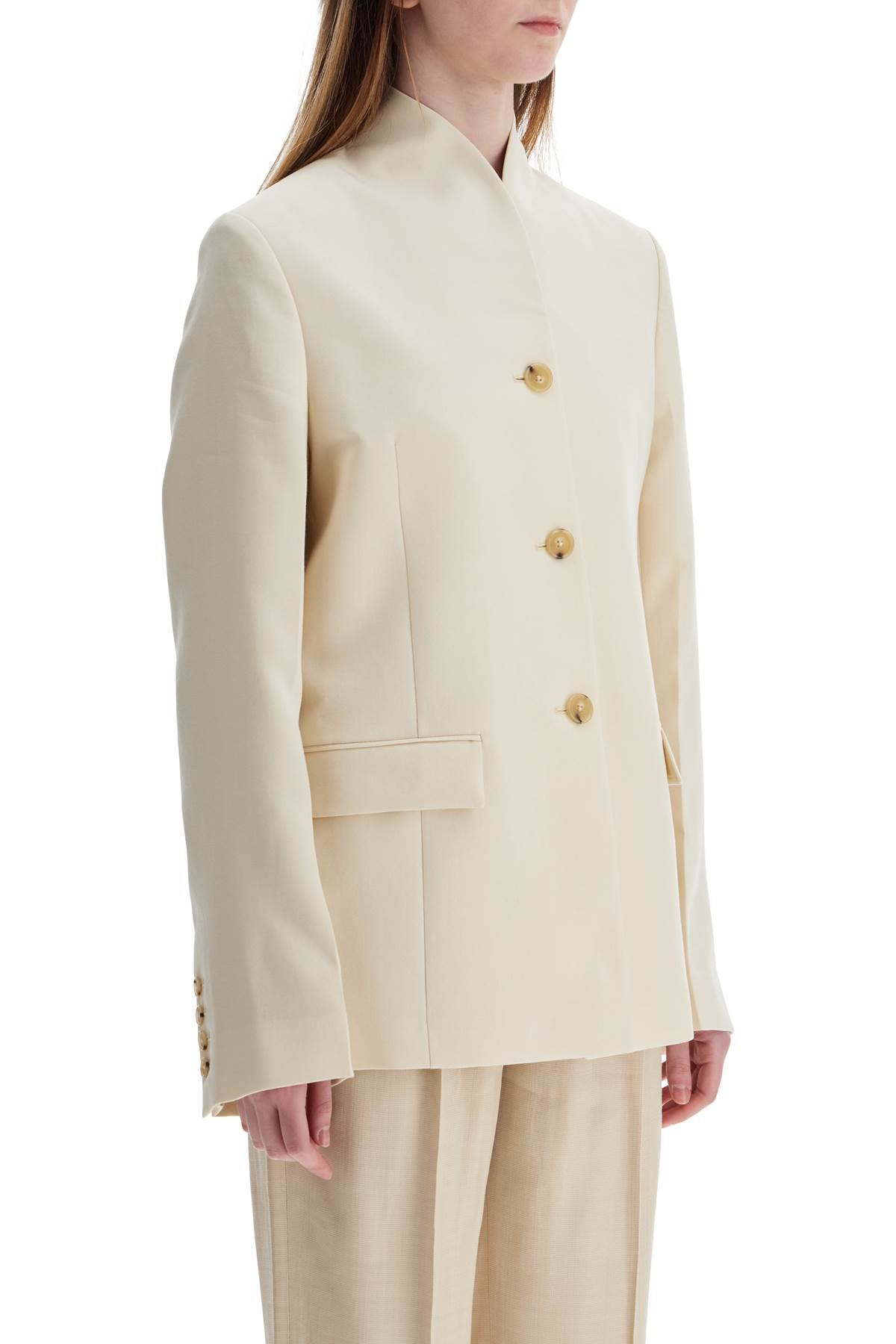 Toteme beige viscose blazer with high collar - VivaceVenus