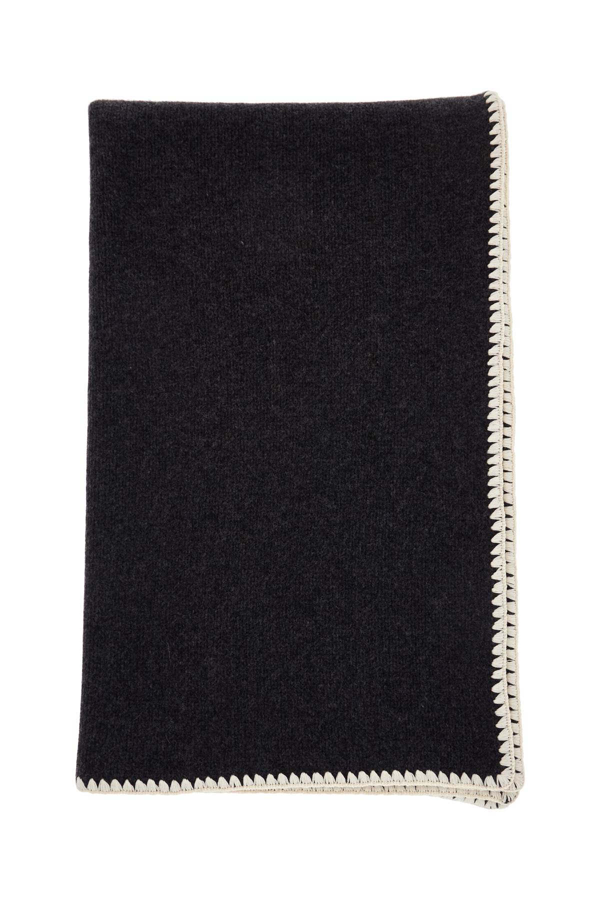 Toteme embroidered cashmere and wool scarf in grey mélange