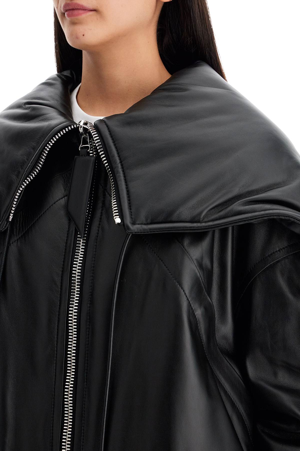 The Attico nappa bomber jacket with oversized hood - VivaceVenus