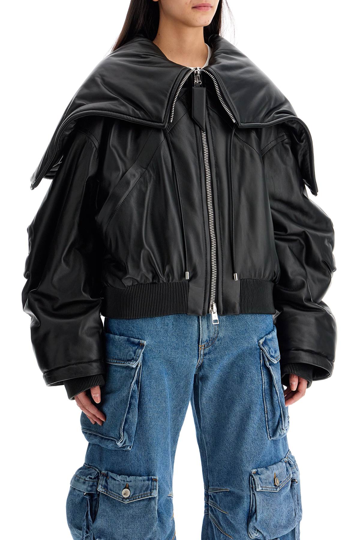 The Attico nappa bomber jacket with oversized hood - VivaceVenus