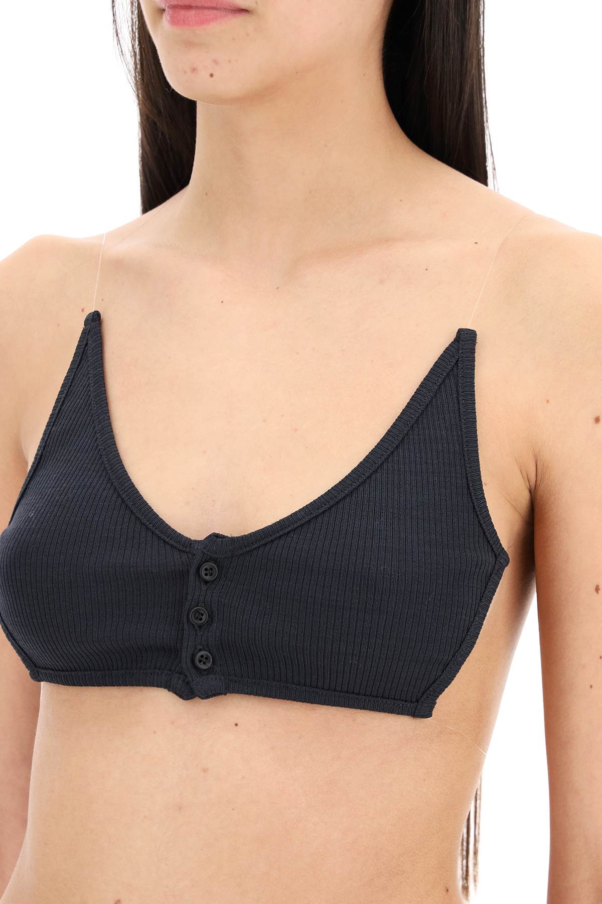 Y Project Invisible Strap Crop Top With Spaghetti   Black