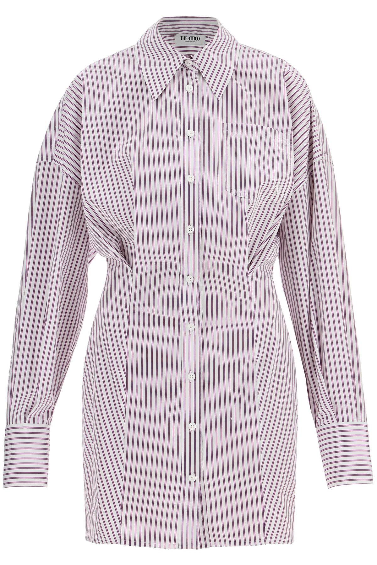 The Attico white and purple striped mini shirt dress - VivaceVenus