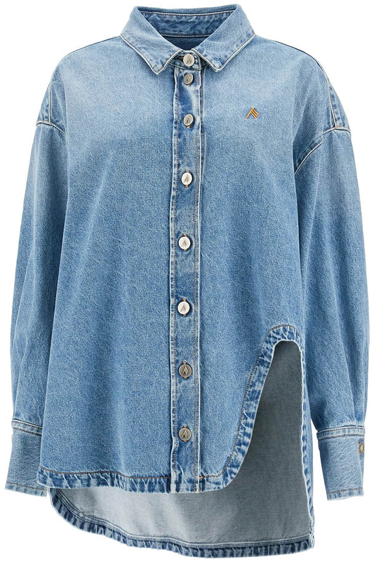 The Attico asymmetric denim overshirt with - VivaceVenus