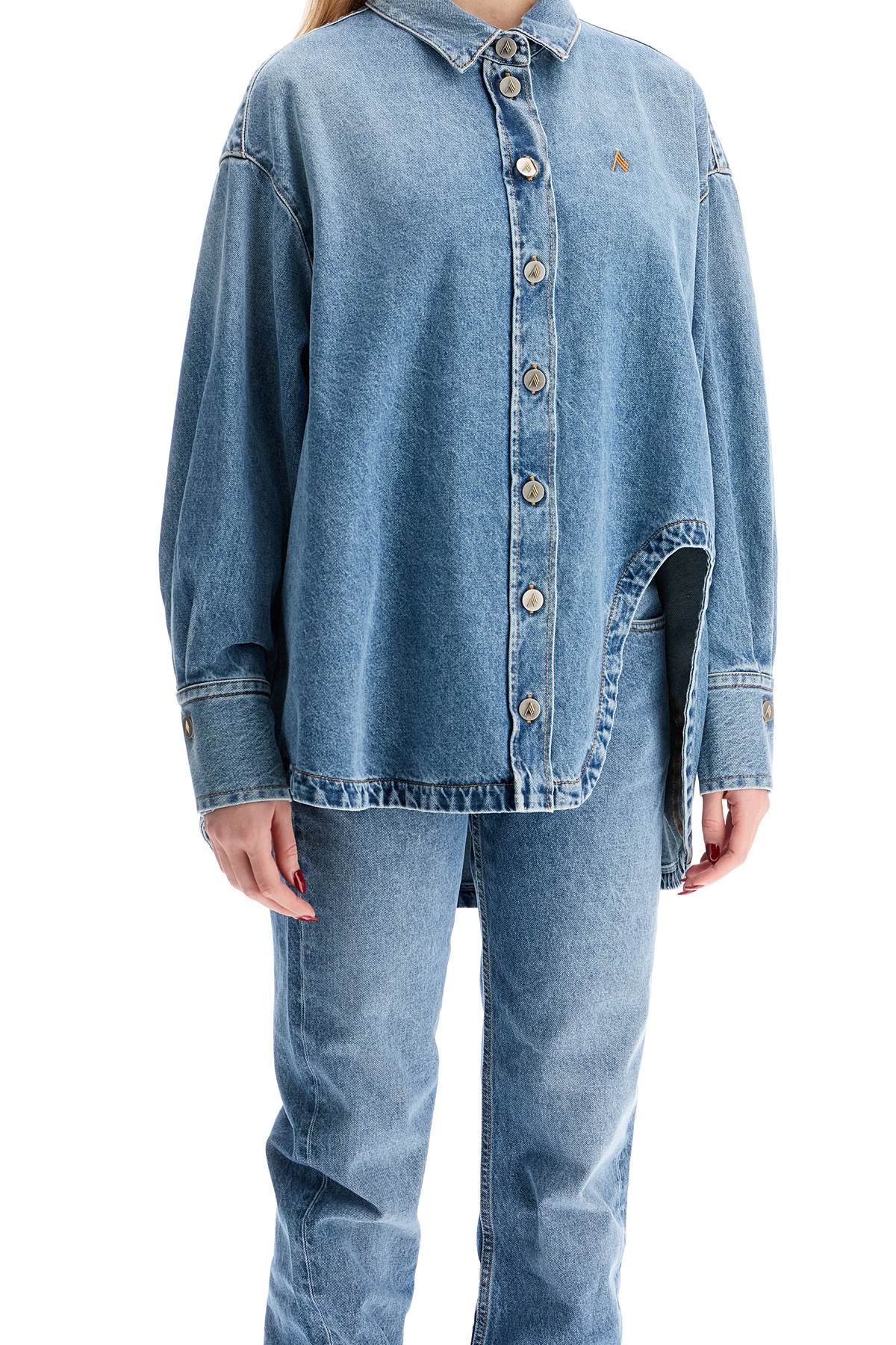 The Attico asymmetric denim overshirt with - VivaceVenus