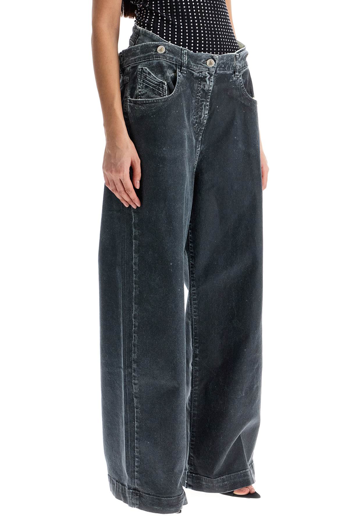 The Attico loose fit high-waisted navy blue denim pants - VivaceVenus