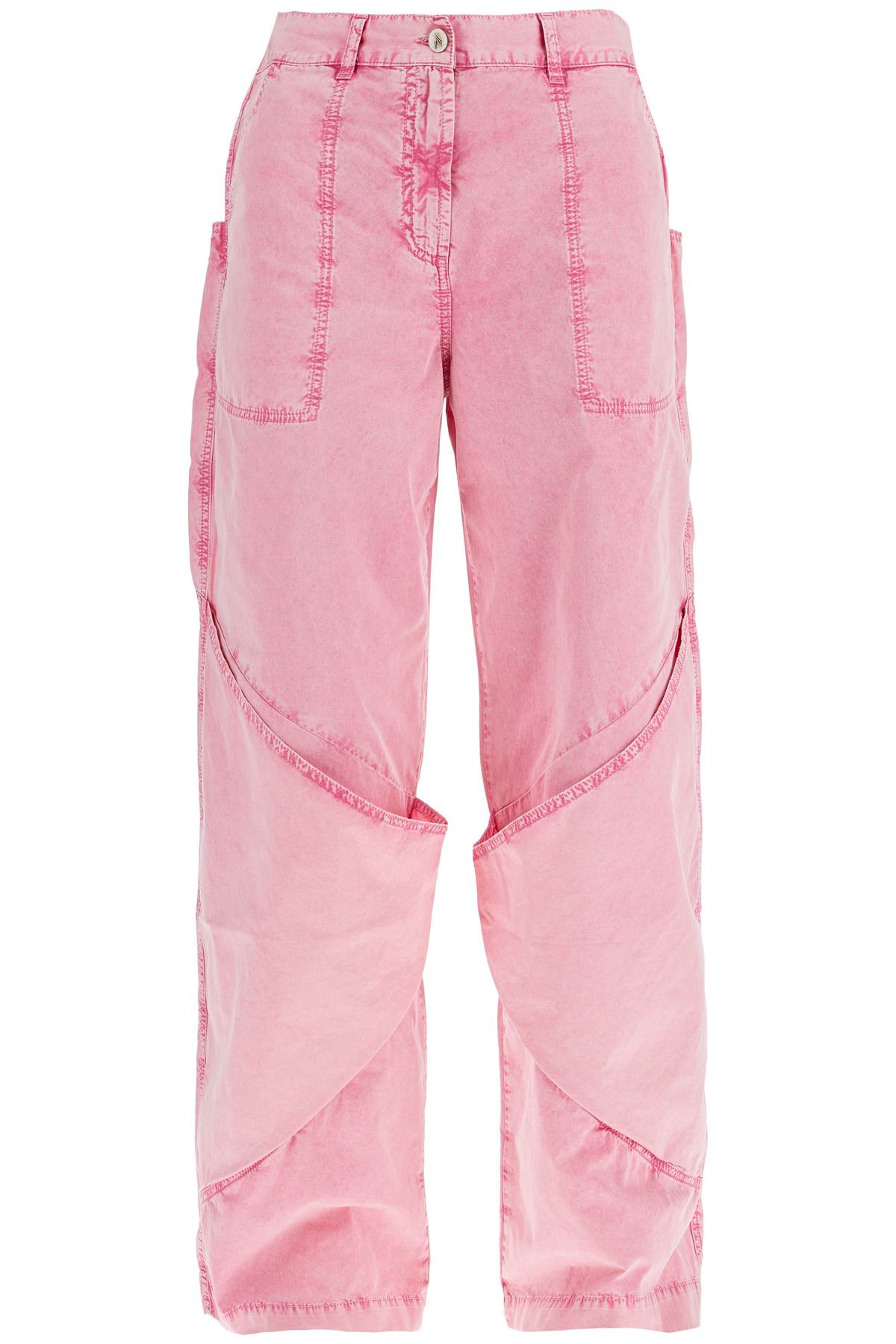 The Attico high-waisted loose fit pink palazzo pants in cotton - VivaceVenus