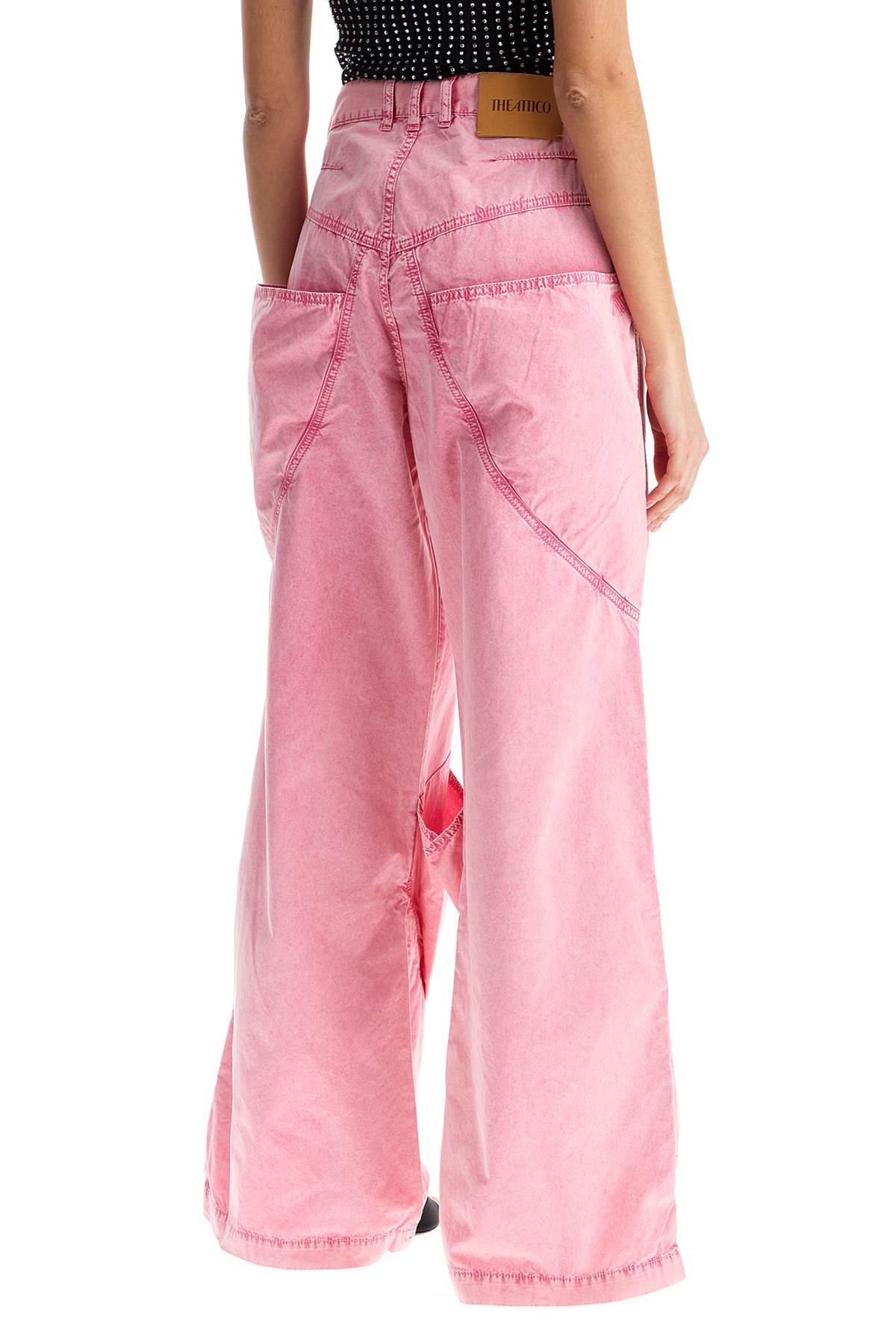 The Attico high-waisted loose fit pink palazzo pants in cotton - VivaceVenus