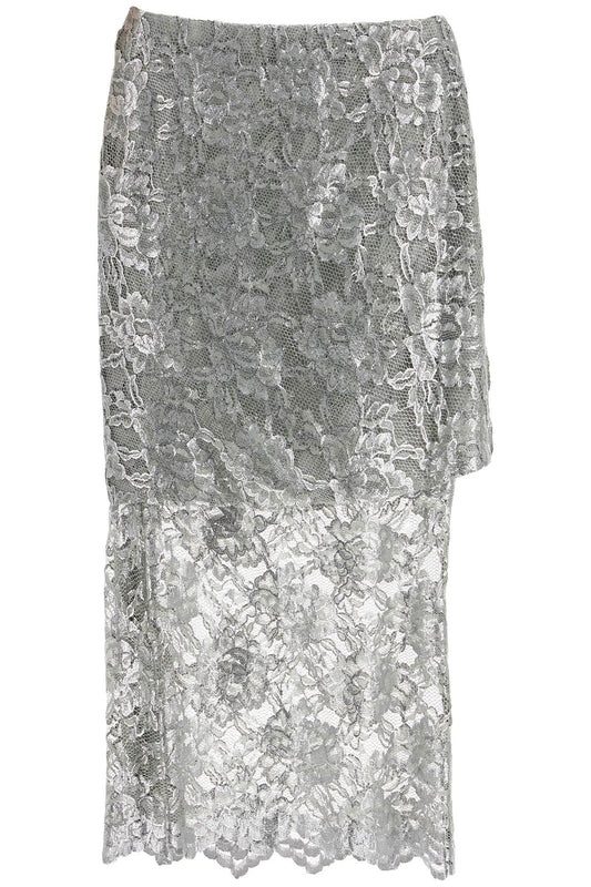 The Attico silver lace midi skirt