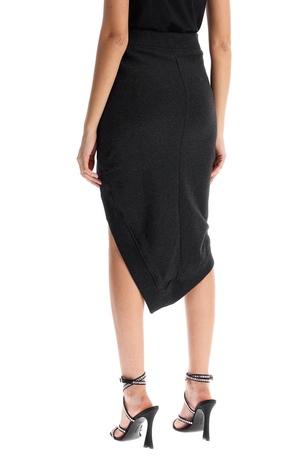 The Attico high-waisted asymmetrical midi skirt in faded black cotton