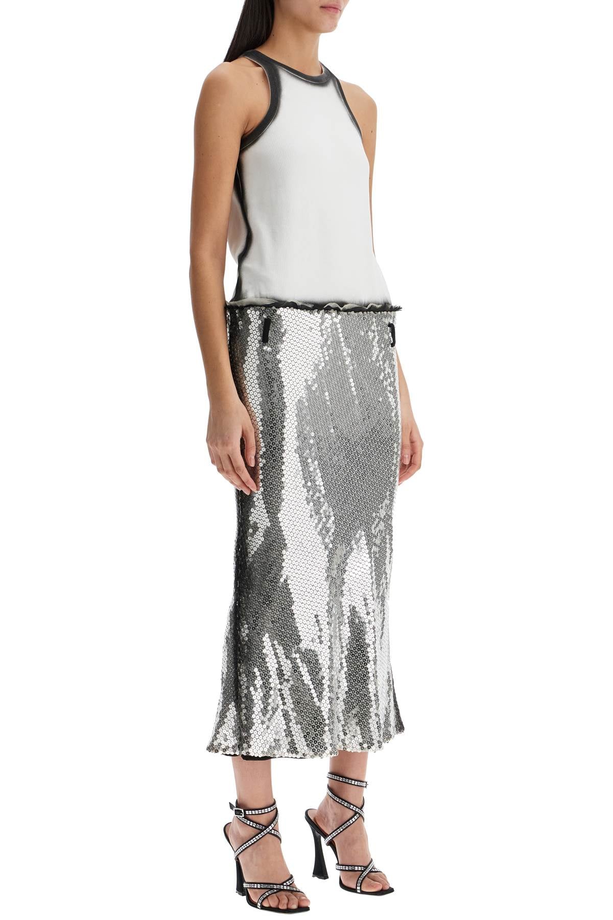 The Attico white and silver floral sequin midi dress - VivaceVenus