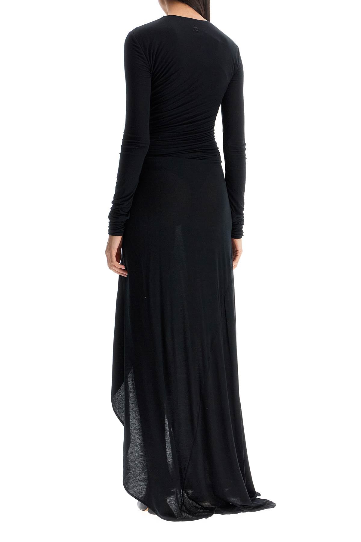 The Attico long draped jersey dress with pleats - VivaceVenus