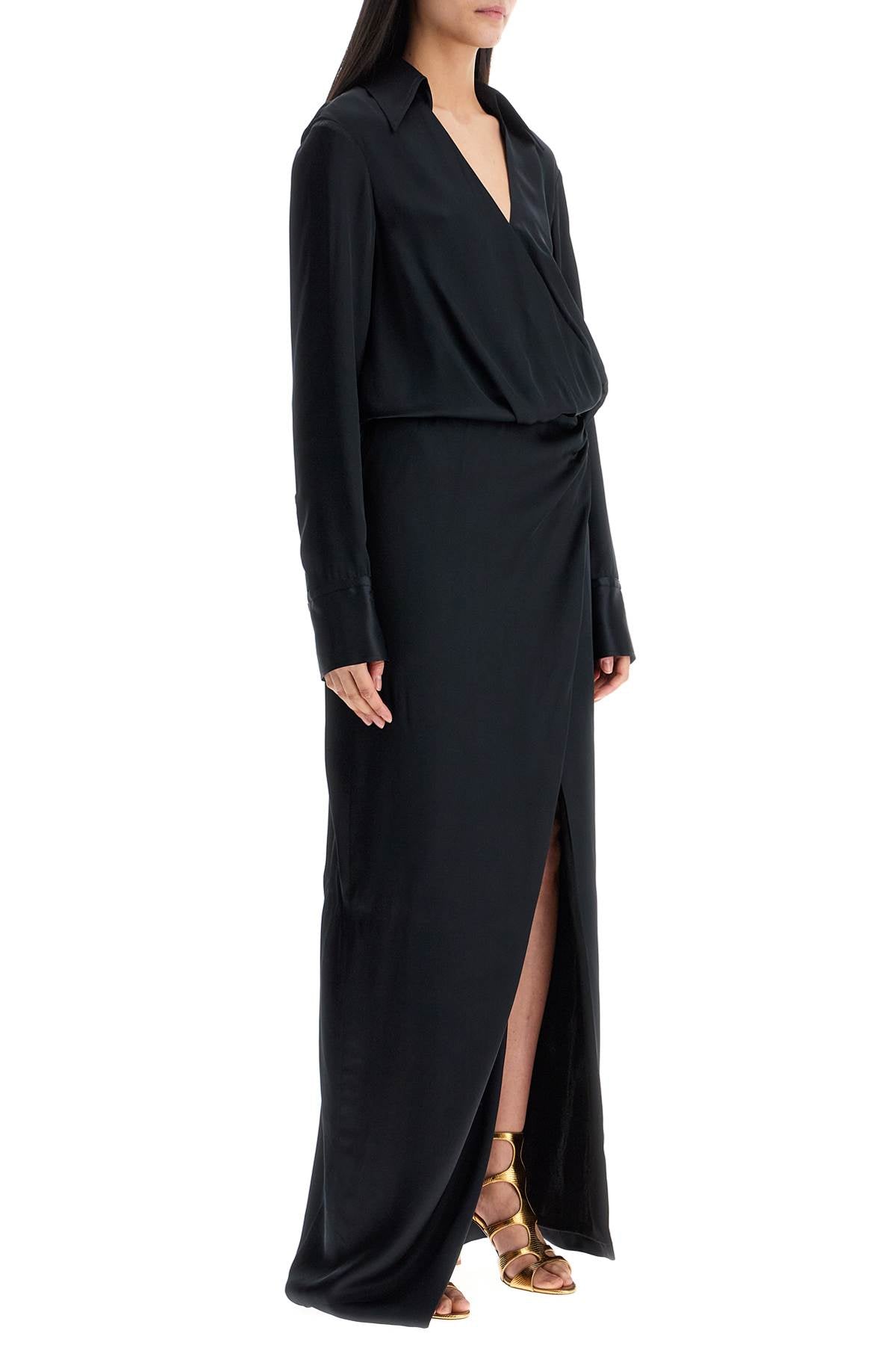 The Attico black long sleeve midi dress with side slit - VivaceVenus